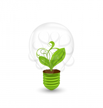 Illustration bulb with plant inside isolated on white background - vector