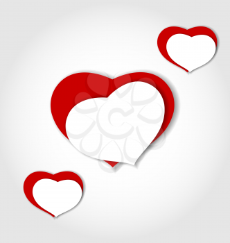 Illustration hearts from paper Valentines day card - vector 