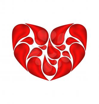 Illustration abstract heart made ​​of drops blood - vector