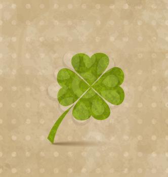 Illustration vintage design with four-leaf clover for St. Patrick's Day - vector