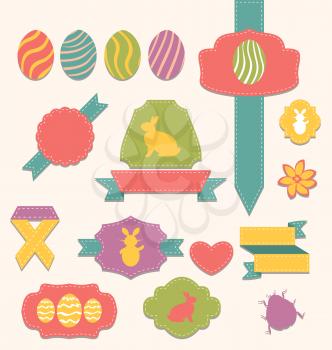 Illustration Easter scrapbook set - labels, ribbons and other elements (1) - vector
