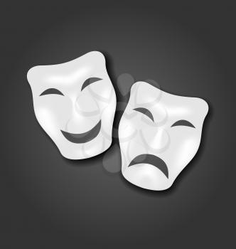 Illustration comedy and tragedy masks for Carnival or theatre - vector