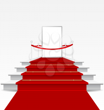 Illustration stairs covered with red carpet - vector