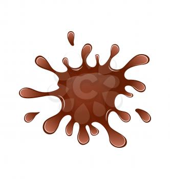 Illustration splashed hot liquid chocolate, isolated on white background - vector