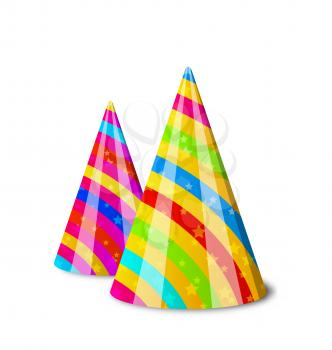 Illustration colorful party hats for your holiday, isolated on white background - vector