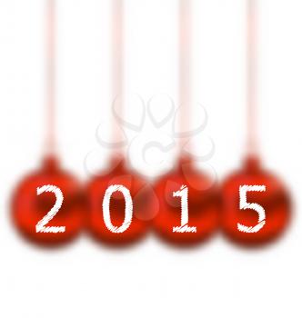 Illustration happy new year in hanging glass ball on white background - vector