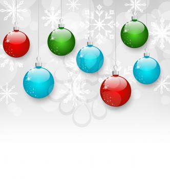 Illustration Christmas colorful balls with copy space - vector