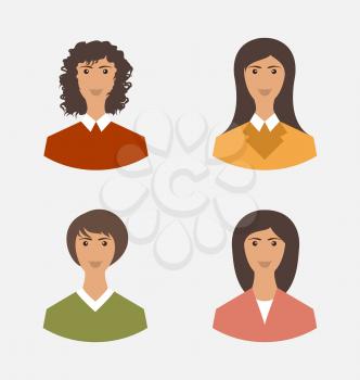 Avatar set front portrait office employee business woman for web design icons  - vector