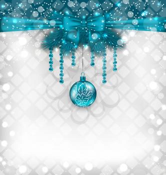 Illustration shimmering background with Christmas traditional elements - vector