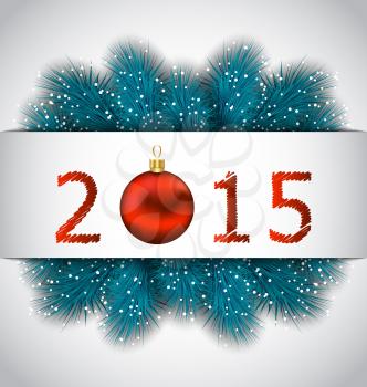 Illustration New Year background with fir branches - vector