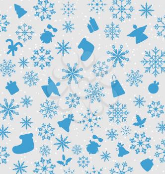 Illustration Christmas wallpaper with traditional elements - vector