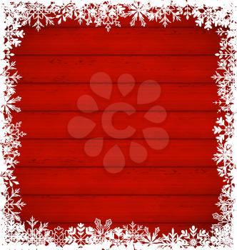 Illustration Christmas snowflakes border on wooden background - vector