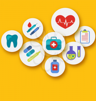 Illustration set medical icons for web design - vector