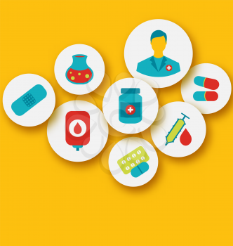 Illustration set colorful medical icons for web design - vector