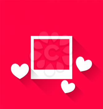 Illustration blank photo frame with hearts for Valentine Day - vector