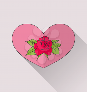 Illustration celebration romantic heart with flower rose for Valentine Day - vector