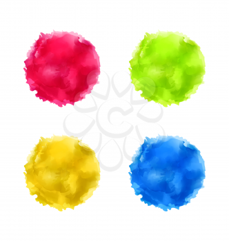 Illustration set abstract watercolor splash, colorful paint circles - vector 