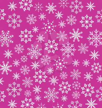 Illustration Noel pink wallpaper, snowflakes texture - vector