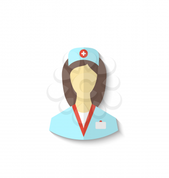 Illustration flat icon of medical nurse with shadow isolated on white background - vector