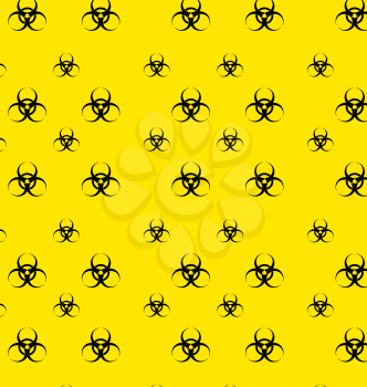 Illustration Seamless Pattern with Bio Hazard Signs, Wallpaper Danger Symbols Warning - Vector