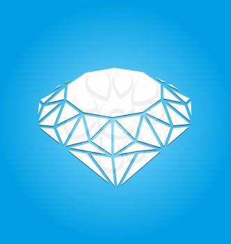 Illustration Flat Icon of Diamond on Blue Background - Vector