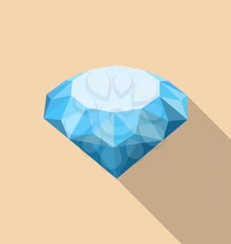 Illustration Flat Icon of Diamond with Long Shadow - Vector