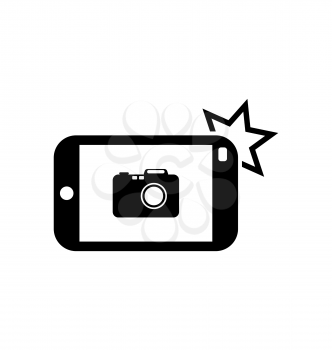 Illustration Icon of Smart phone for Photo Selfie, Isolated on White Background - Vector