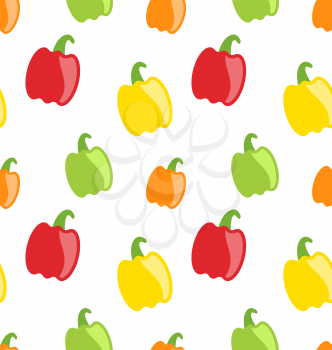 Illustration Seamless Pattern with Colorful Bell Peppers - Vector