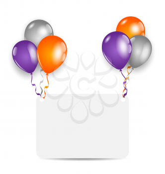 Illustration Halloween Greeting Card with set Colorful Balloons - Vector