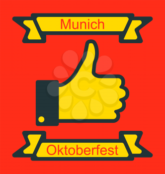 Illustration Icon of Thumb Up for Oktoberfest Party, Traditional Colors of Germany Flag - Vector
