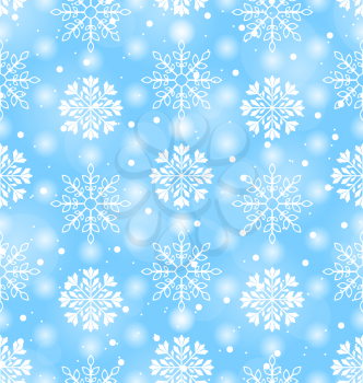 Illustration Seamless Texture with Variation Snowflakes, Holiday wallpaper - Vector