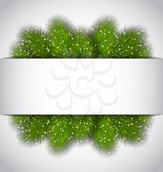 Illustration Christmas frame with green fir twigs with copy space for your text - vector