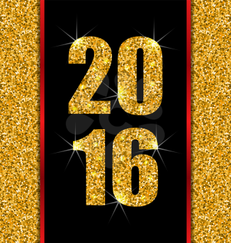 Illustration Glitter Poster with Lights and Twinkle for Happy New Year 2016 - Vector