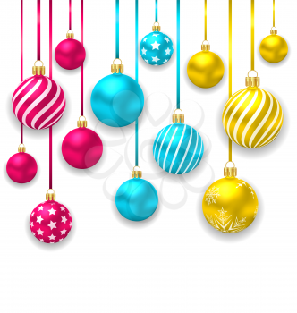 Illustration Elegant Background with Collection Colorful Christmas Glass Balls - Vector
