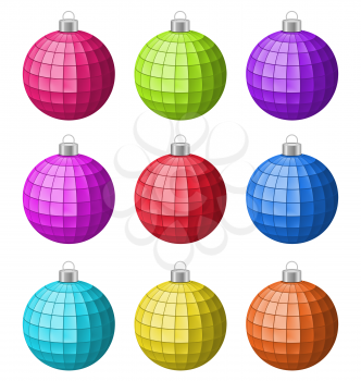 Illustration Collection Colorful Christmas Glass Balls Isolated on White background - Vector