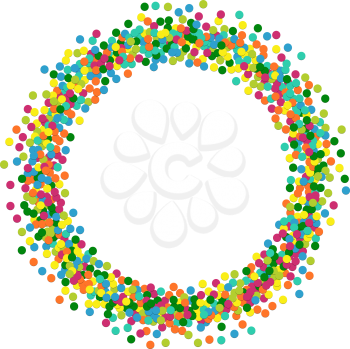 Christmas background round border frame for lettering title from colourful particles confetti - vector