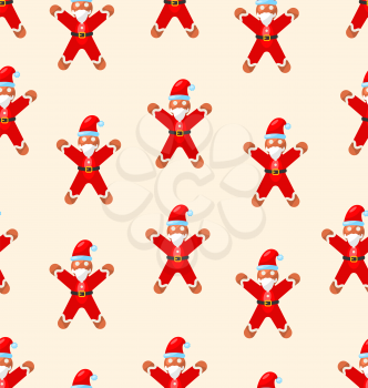 Seamless Christmas pattern with red Santa - vector illustration