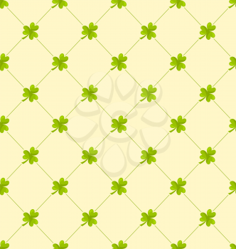 Illustration Seamless Ornamental Pattern with Clovers for St. Patricks Day, Irish Nature Background - Vector