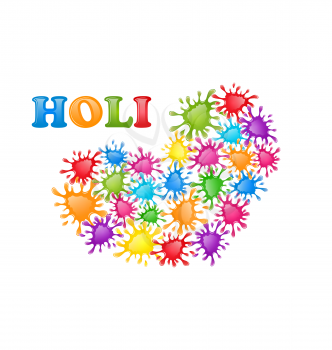 Illustration Colorful Paint Splatter in Form Heart for Indian Festival Holi Celebrations - Vector