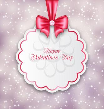 Illustration Glowing Background with Congratulation Paper Card for Happy Valentine Day - Vector