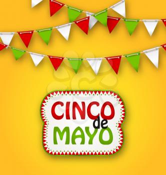 Illustration Cinco De Mayo Holiday Bunting Background. Mexican Poster - Vector