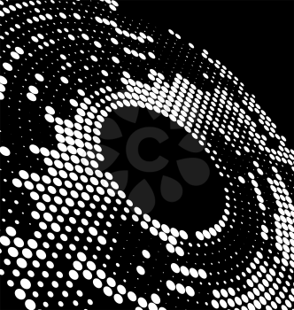 Abstract black white background border from dots path form circles - vector