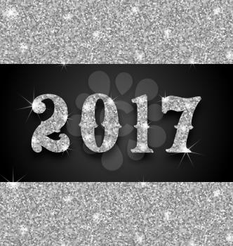 Illustration Shimmering Background with Silver Dust for Happy New Year 2017 - Vector