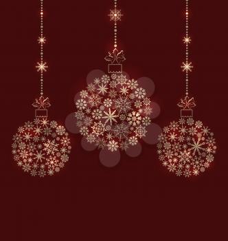 Illustration Christmas Balls Made of Snowflakes for Winter Holidays - Vector