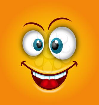 Illustration Happy Emoticon with Open Mouth and Smiling, Maybe used as Avatar - Vector