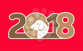 Happy New Year 2018 Card with Dog - Illustration Vector