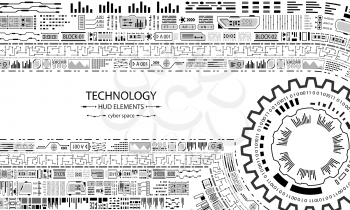 Futuristic HUD Circles Design, Technology Background - Illustration Vector