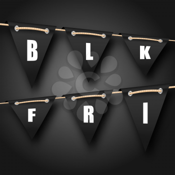 Black Friday Hanging Bunting Pennants, Advertising Background - Illustration Vector