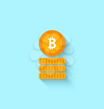 Bitcoin Sign for Internet Money. Crypto Currency Symbol. Simple Flat Icon - Illustration Vector