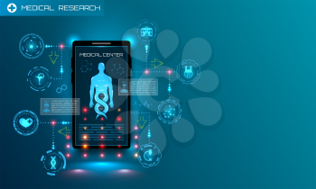 Medicine of Futufe. Diagnostic and Consulting Application on Smartphone. Medical App - Illustration Vector
